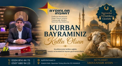 Aydınlar İnşaat Sahibi Abdulnasır Aydın’dan Kurban Bayramı Mesajı