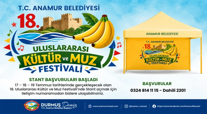 Anamur’da 18. Uluslararası Kültür ve Muz Festivali İçin Stant Başvuruları Başladı