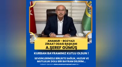 Anamur - Bozyazı Ziraat Odası Başkanı A. Şeref Gümüş, Kurban Bayramı Mesajı